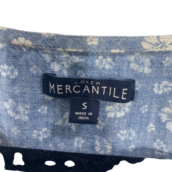 J. Crew Factory Printed chambray ruffle faux-wrap dress - Picture 8 of 11